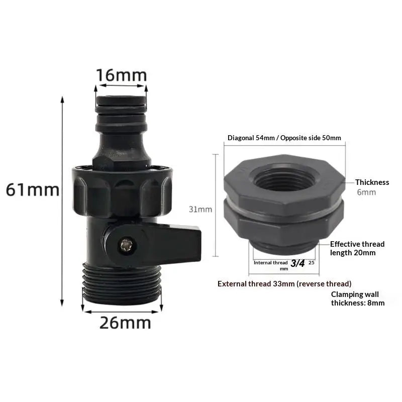 Yztrax RainKit™ – Kit de Conexões PVC 3/4" para Barril de Chuva e Irrigação