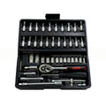Conjunto de 46 Peças de Chave de Catraca e Soquetes 1/4" com Extensões em Aço Cromo-Vanádio