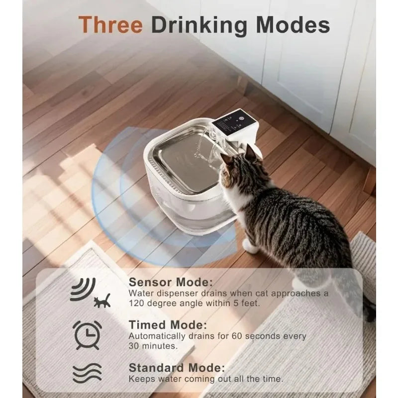Yztrax AquaPet™ – Bebedouro Sem Fios para Animais de Estimação 4,5L | Sensor de Movimento | Bateria 5000mAh