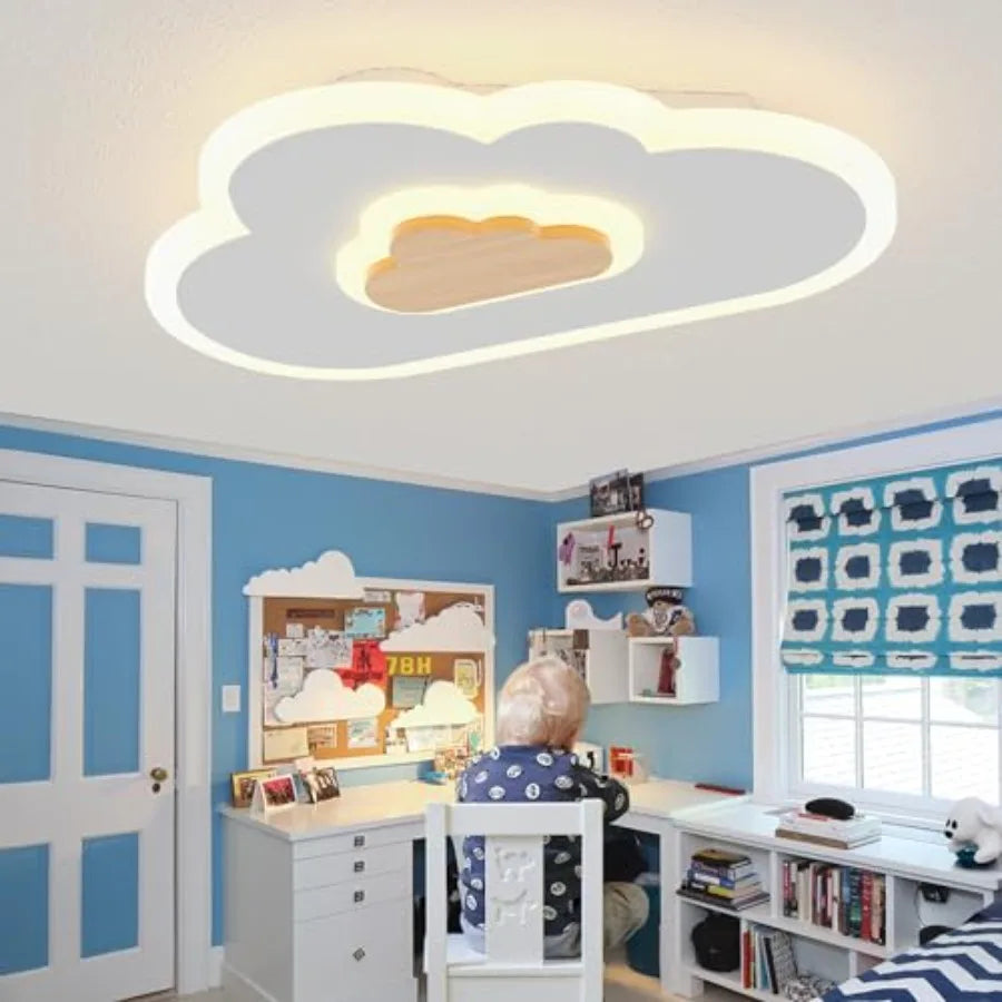 Yztrax CloudGlow™ – Candeeiro LED de Teto Nuvem 20W com Comando | Madeira Criativa