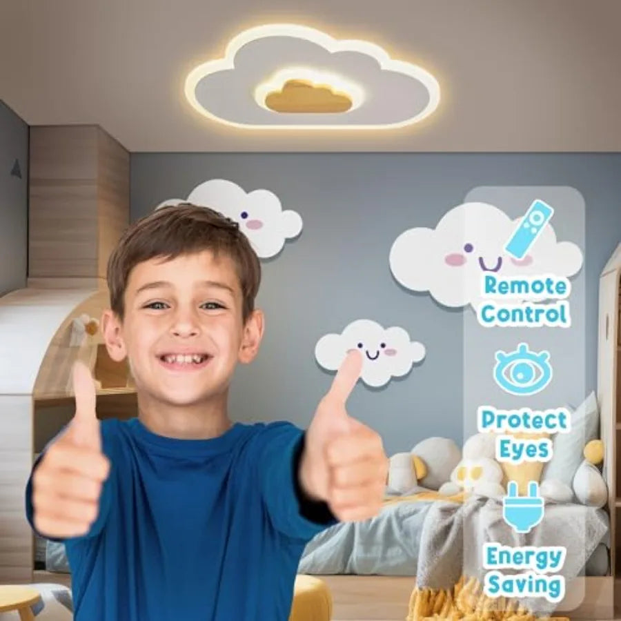 Yztrax CloudGlow™ – Candeeiro LED de Teto Nuvem 20W com Comando | Madeira Criativa