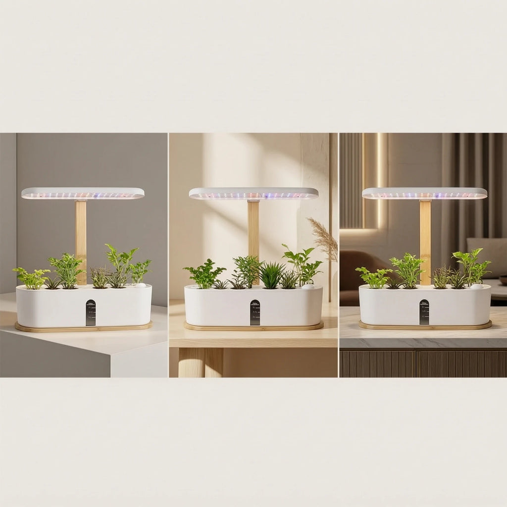 Yztrax GreenBox™ – Jardim Hidropónico Interior com Luz LED de Crescimento | Compacto e Elegante