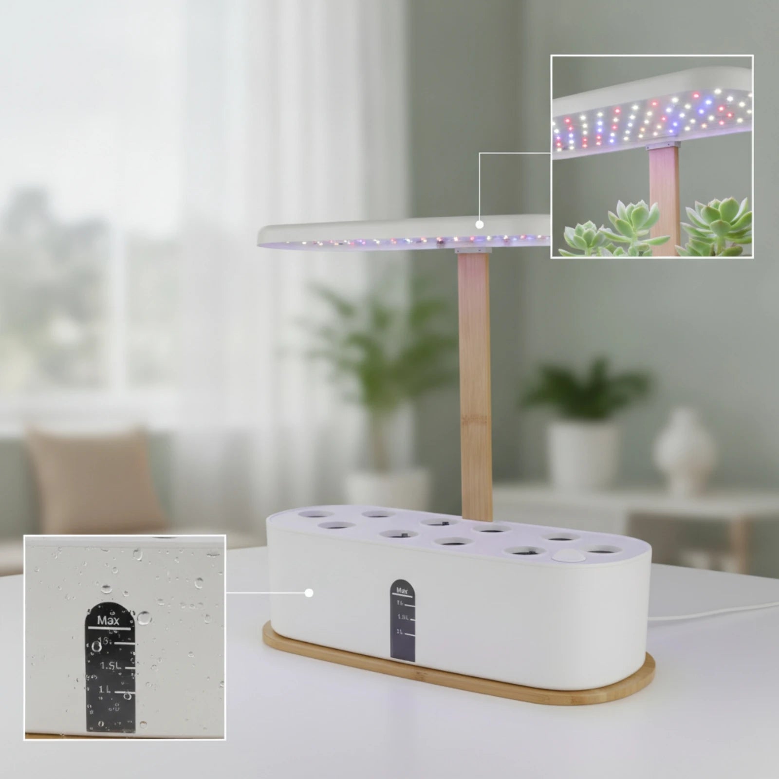 Yztrax GreenBox™ – Jardim Hidropónico Interior com Luz LED de Crescimento | Compacto e Elegante