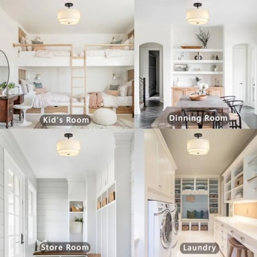 Yztrax TriLight™ – Candeeiro de Teto Semi-Embutido 3 Lâmpadas | Abajur Duplo 32cm