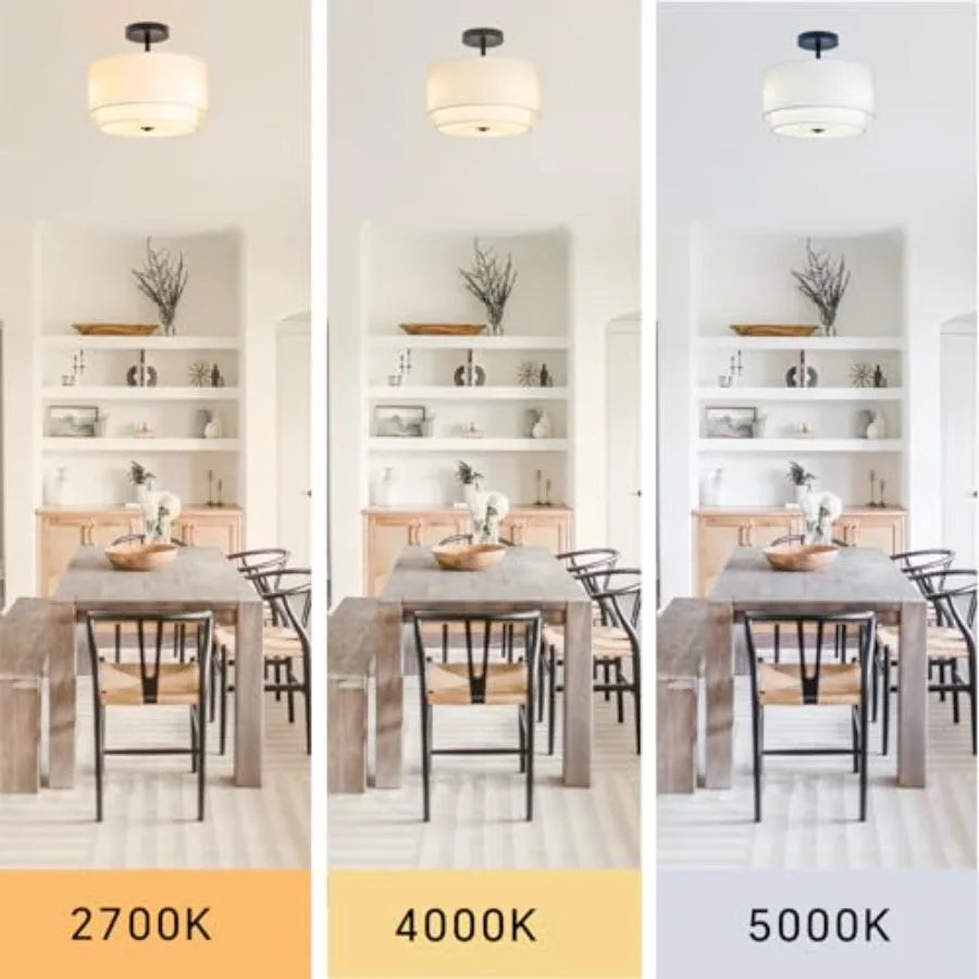 Yztrax TriLight™ – 3-Light Semi-Flush Mount Ceiling Light | 32cm Double Shade