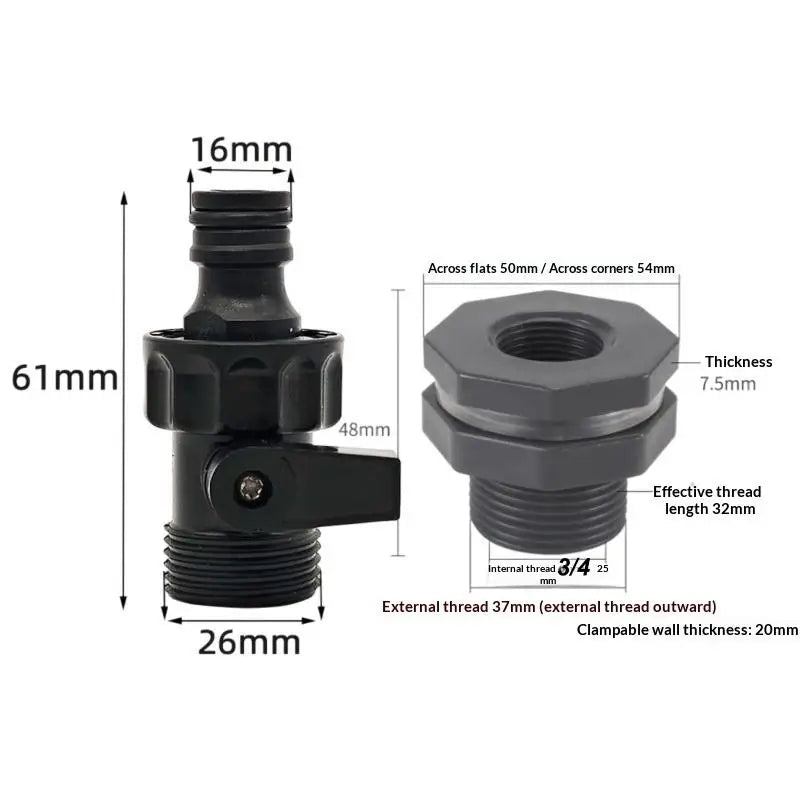 Yztrax RainKit™ – Kit de Conexões PVC 3/4" para Barril de Chuva e Irrigação