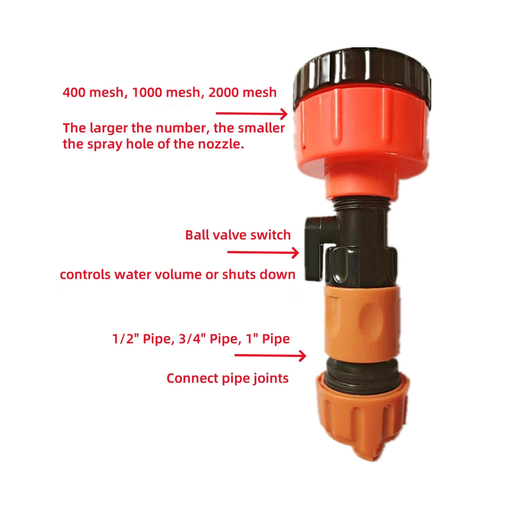 Yztrax SprayPro™ – Aspersor de Jardim com Filtro de Malha (400/1000/2000 Mesh)